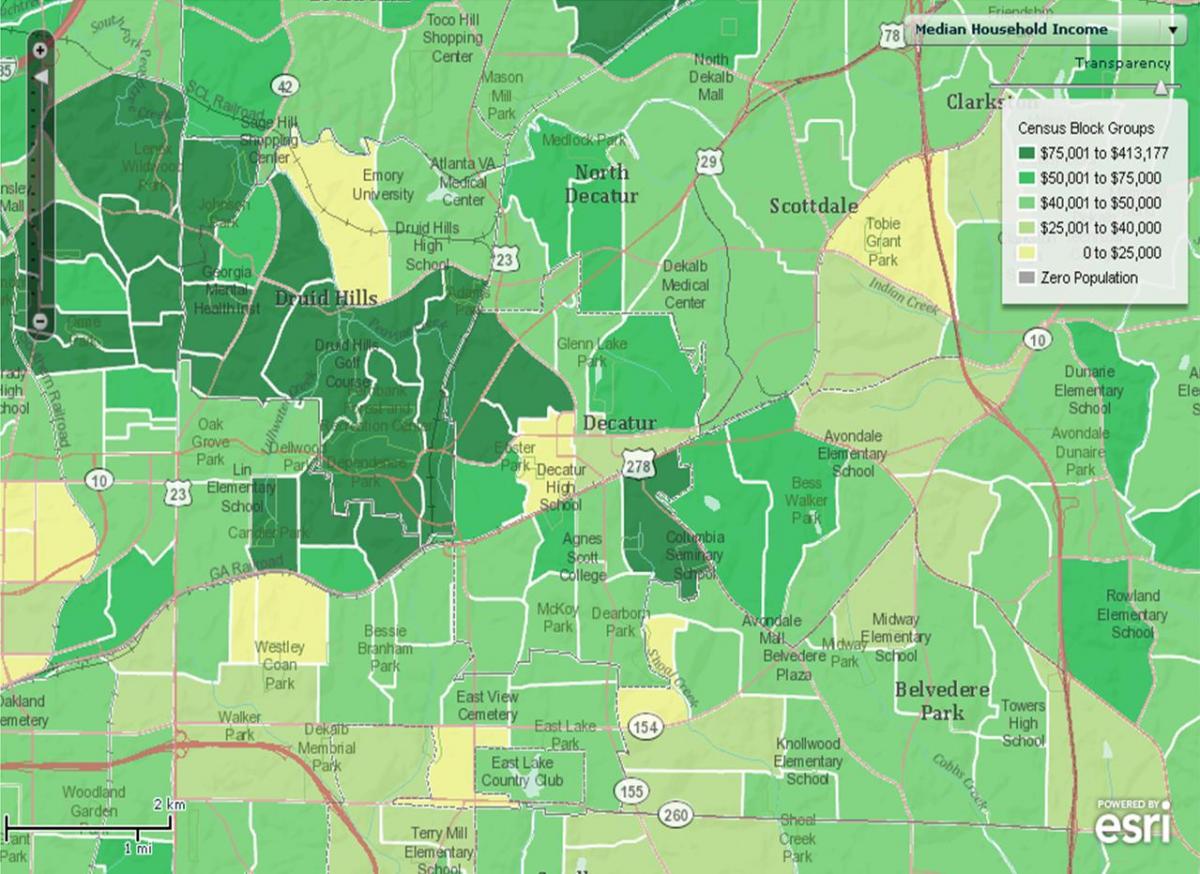 demográficos mapa de Atlanta