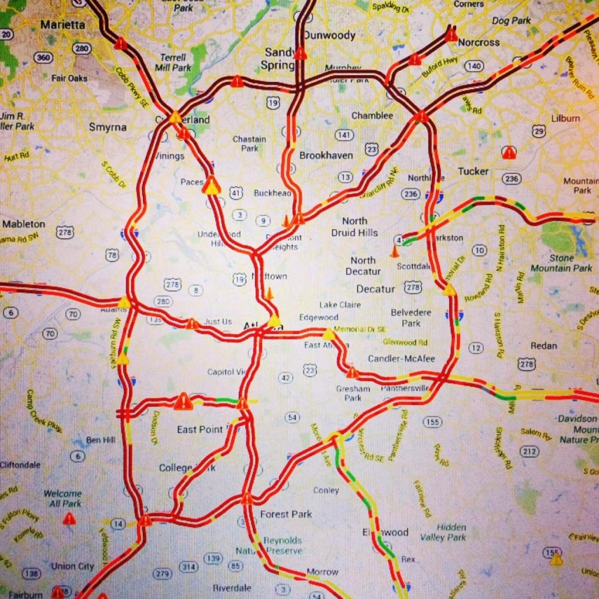 mapa de Atlanta tráfico