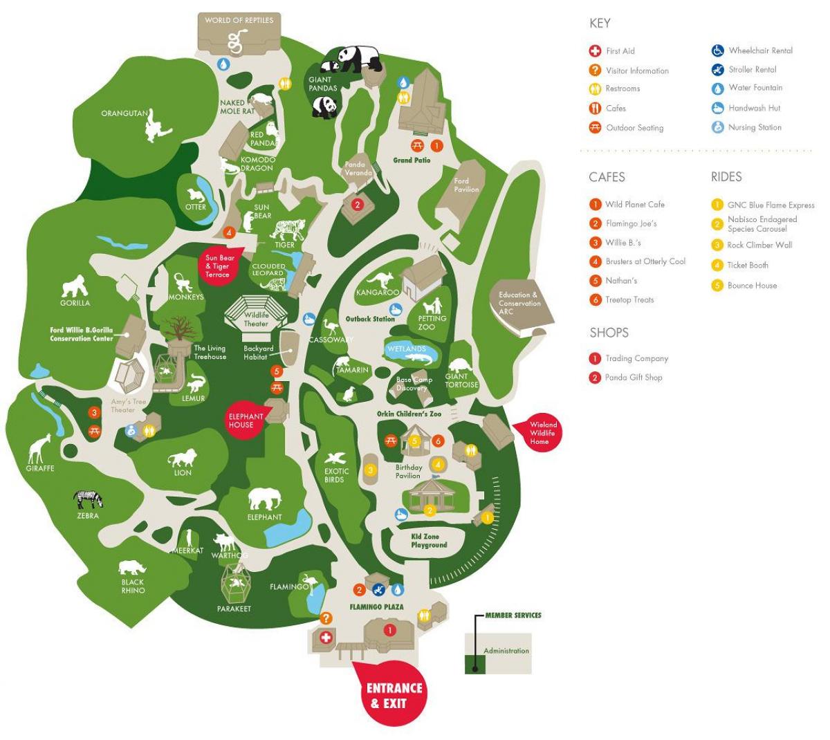 mapa de el zoológico de Atlanta