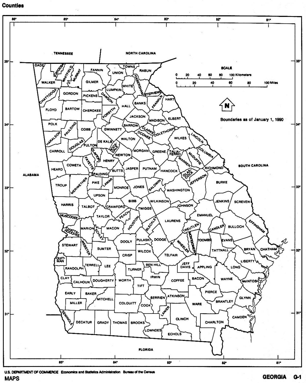 Mapa del estado de Georgia