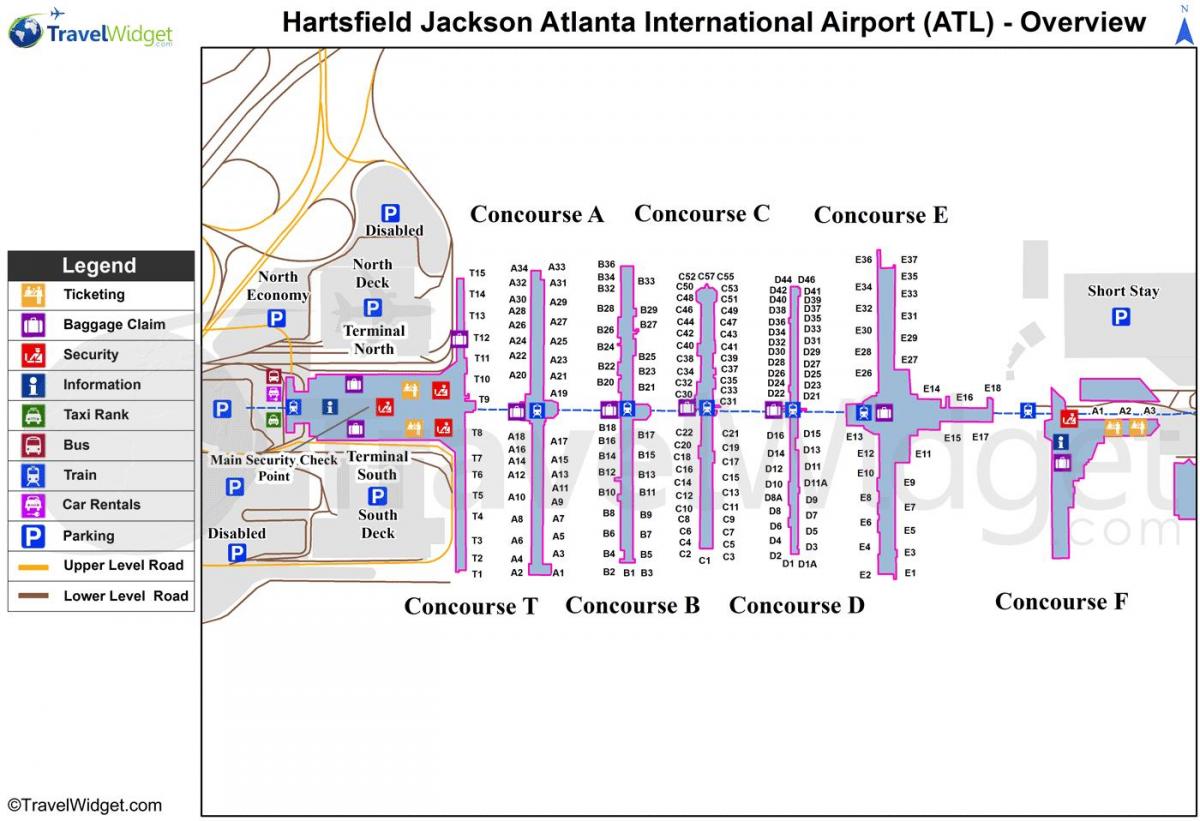 mapa de Hartsfield-Jackson aeropuerto