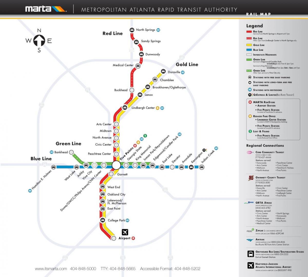 MARTA mapa de trenes de Atlanta