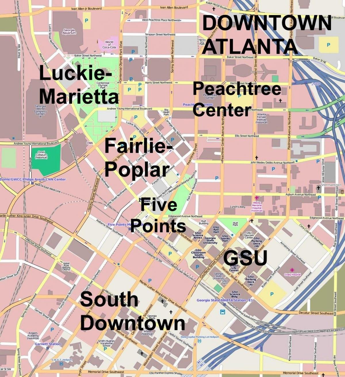 mapa del centro de Atlanta