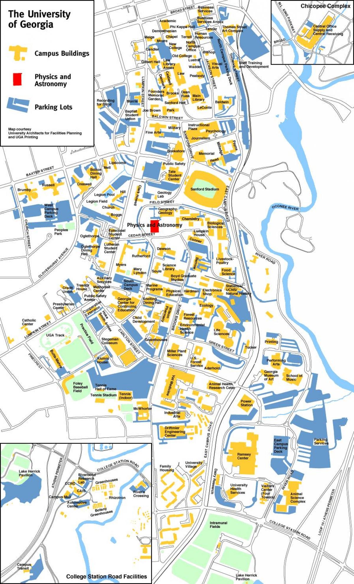 La universidad de Georgia mapa