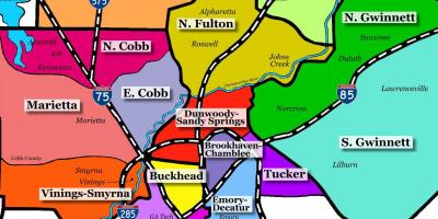Mapa de los suburbios de Atlanta
