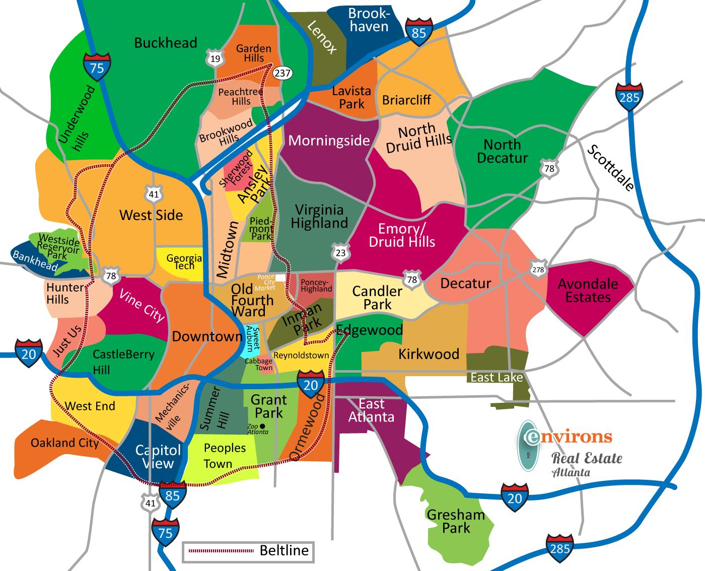 Atlanta Mapa Del Vecindario 