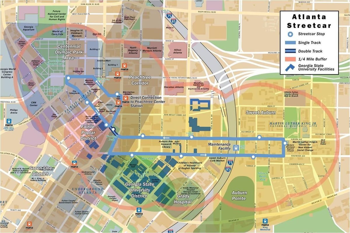mapa de tranvía de Atlanta