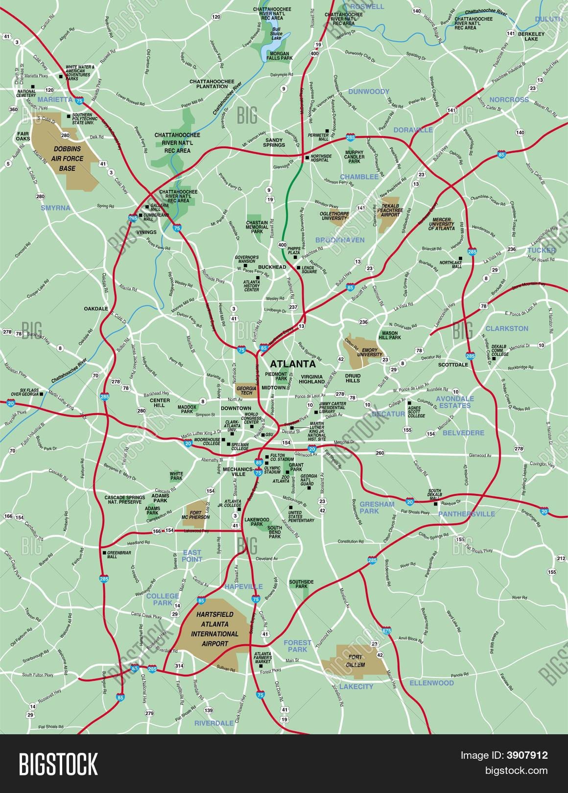 Área de Atlanta mapa